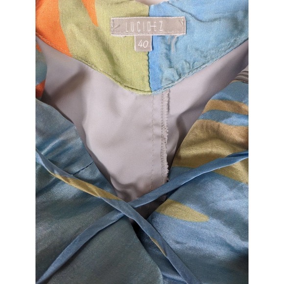 Lucidez Silk Modal Cocktail Dress Green Blue Orange Red 40 Criss Cross Low Back - Picture 6 of 6